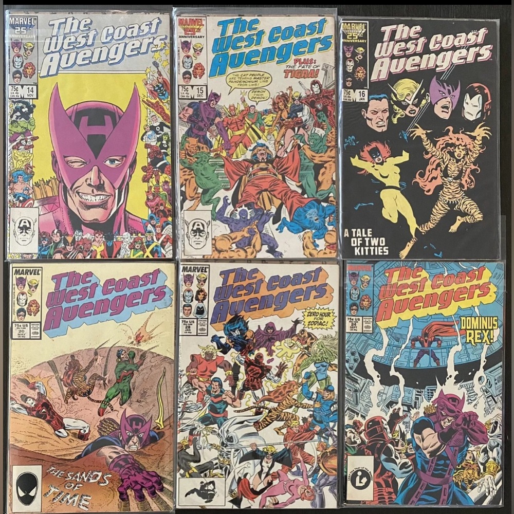 The West Coast Avengers #14, #15, #16, #20, #24, #28, 1986-1988, Marvel, LOT 6